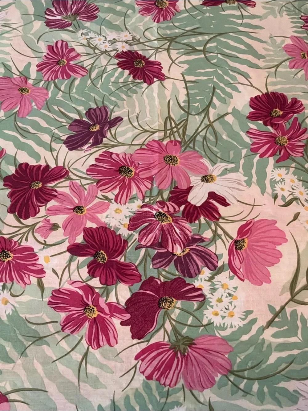 Pink Cosmo’s White Daises Cottage Core VTG KING Duvet Cover 100x84 Crown Crafts